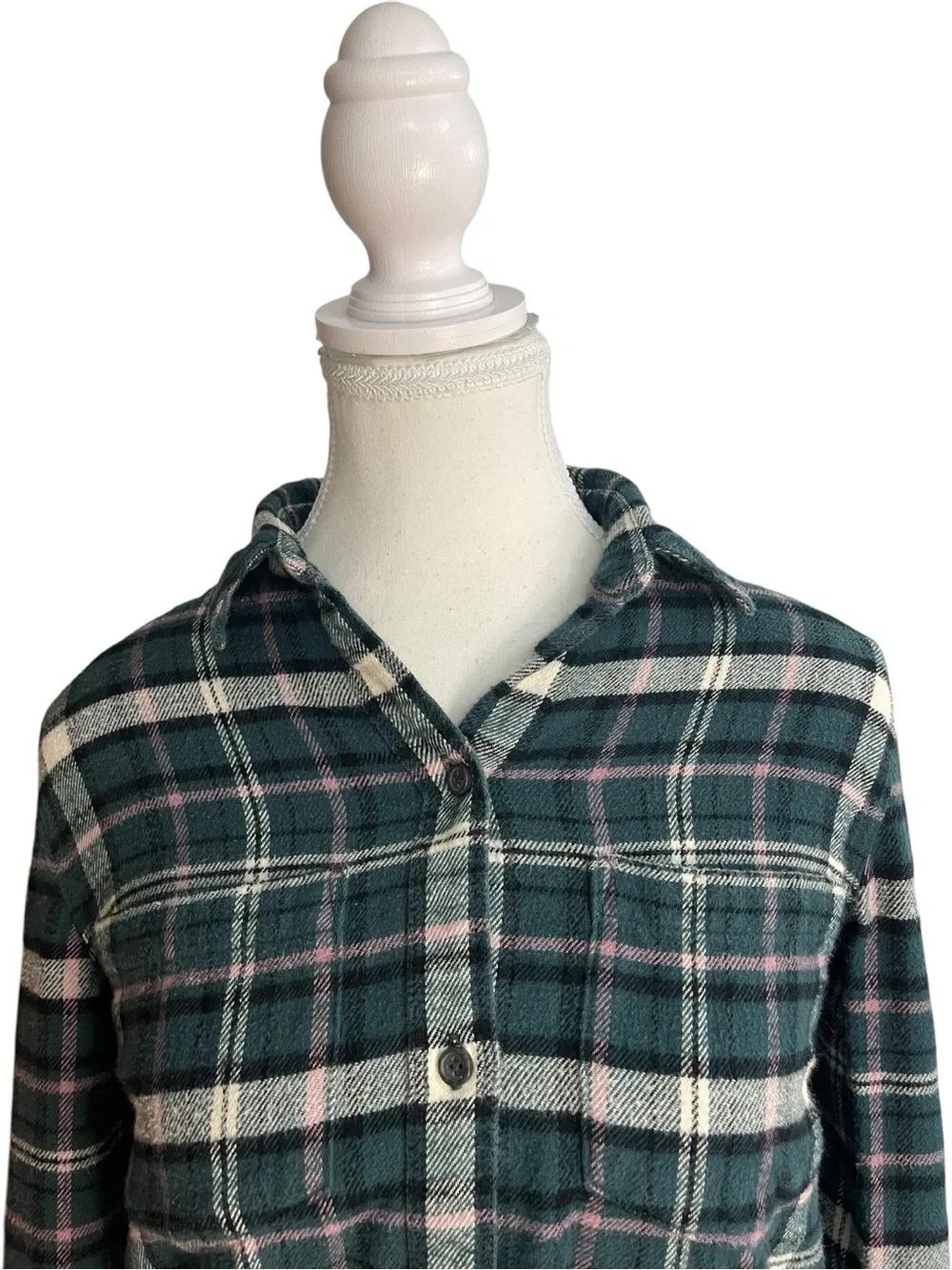 Madewell Flannel Classic Ex-Boyfriend Shirt Green - Picture 2 of 16